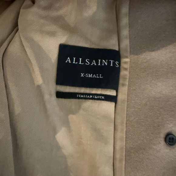 All Saints Tan Overcoat - Picture 2 of 5